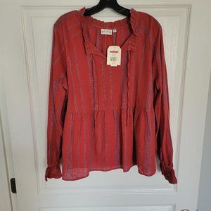 Wonderly Ladies Casual Flowy Top, Brick Red, Size XL